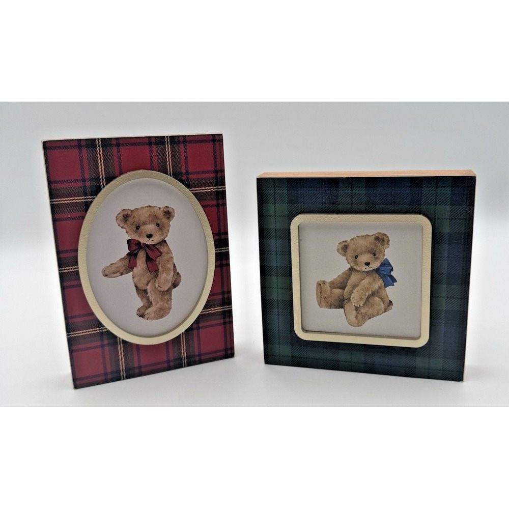 2026 Robert Stanley Christmas Tartan Plaid Teddy Bear Decor Set of 2 NEW